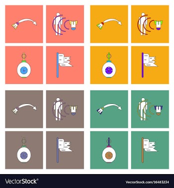 Set of war equipments in color backgroungs vector image