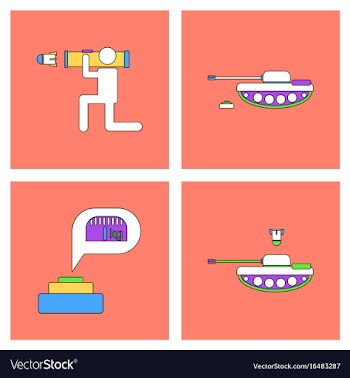 Set of war equipments in color backgroungs vector image