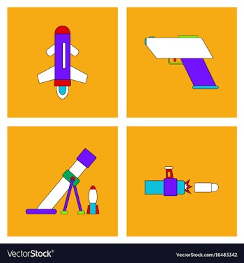 Set of war equipments in color backgroungs vector image