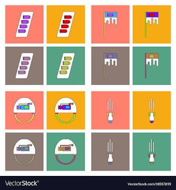 Set of war equipments in color backgroungs vector image
