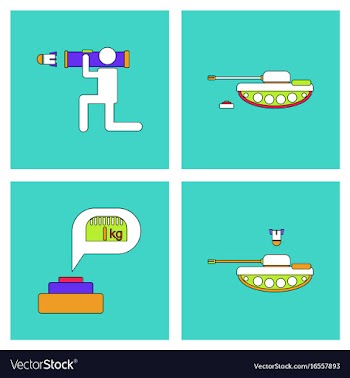 Set of war equipments in color backgroungs vector image