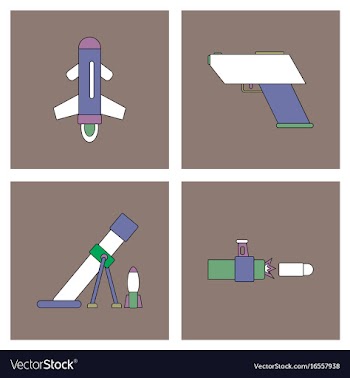 Set of war equipments in color backgroungs vector image