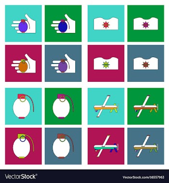 Set of war equipments in color backgroungs vector image