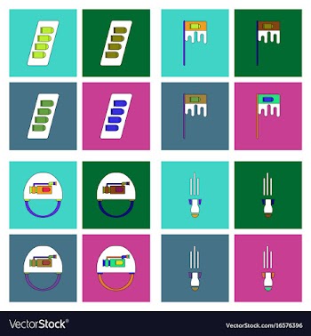 Set of war equipments in color backgroungs vector image