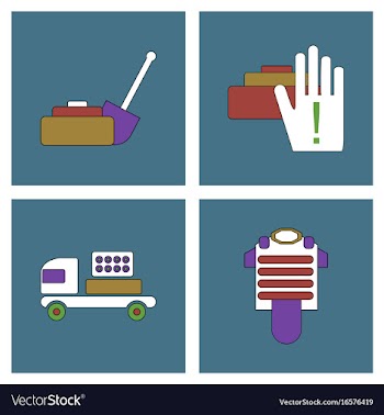 Set of war equipments in color backgroungs vector image