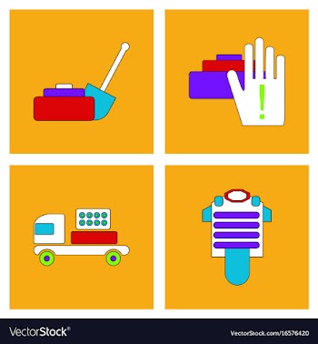 Set of war equipments in color backgroungs vector image