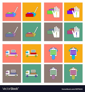 Set of war equipments in color backgroungs vector image