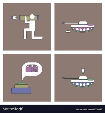 Set of war equipments in color backgroungs vector image