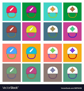 Set of war equipments in color backgroungs vector image