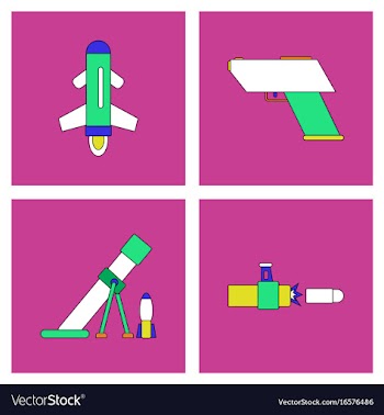 Set of war equipments in color backgroungs vector image