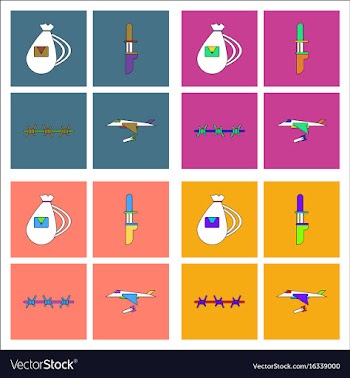 Set of war gagets in color sets on backgrounds vector image