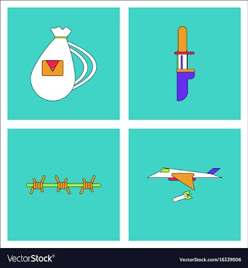 Set of war gagets in color sets on backgrounds vector image
