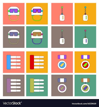 Set of war gagets in color sets on backgrounds vector image