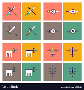 Set of war gagets in color sets on backgrounds vector image