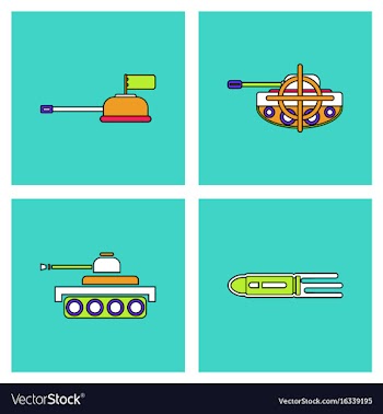 Set of war gagets in color sets on backgrounds vector image