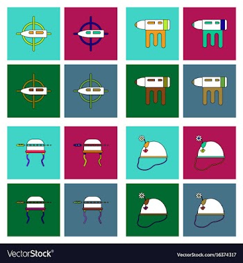 Set of war gagets in color sets on backgrounds vector image