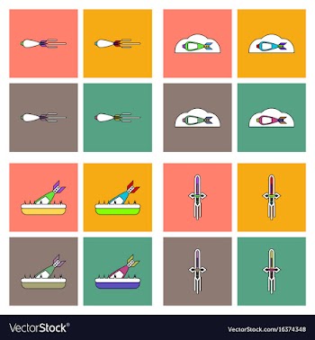 Set of war gagets in color sets on backgrounds vector image