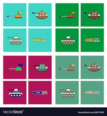Set of war gagets in color sets on backgrounds vector image