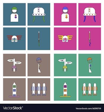 Set of war gagets in color sets on backgrounds vector image