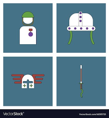 Set of war gagets in color sets on backgrounds vector image