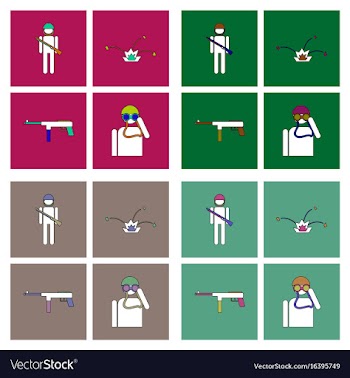Set of war gagets in color sets on backgrounds vector image