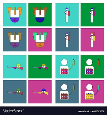 Set of war gagets in color sets on backgrounds vector image