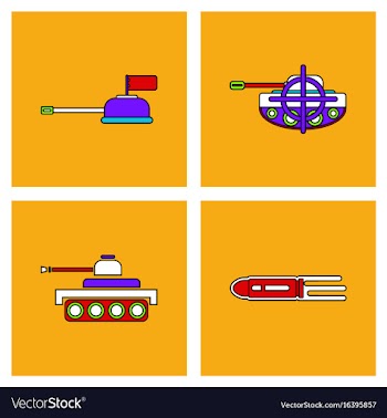 Set of war gagets in color sets on backgrounds vector image