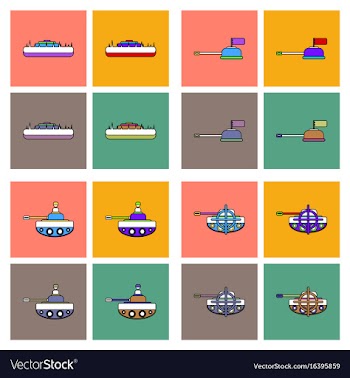 Set of war gagets in color sets on backgrounds vector image