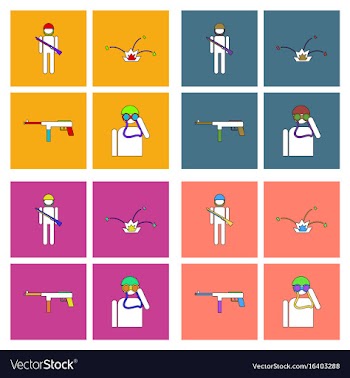 Set of war gagets in color sets on backgrounds vector image