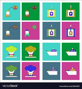 Set of war gagets in color sets on backgrounds vector image