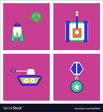 Set of war gagets in color sets on backgrounds vector image