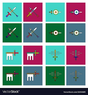 Set of war gagets in color sets on backgrounds vector image