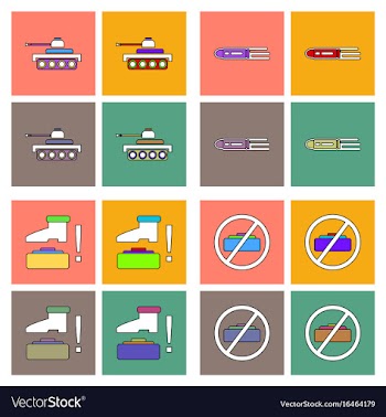 Set of war gagets in color sets on backgrounds vector image