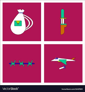 Set of war gagets in color sets on backgrounds vector image