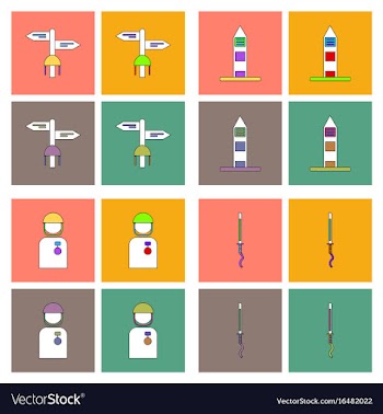 Set of war gagets in color sets on backgrounds vector image
