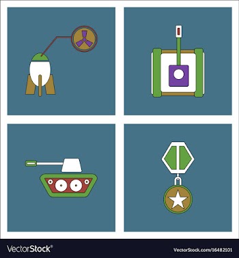 Set of war gagets in color sets on backgrounds vector image