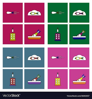 Set of war gagets in color sets on backgrounds vector image