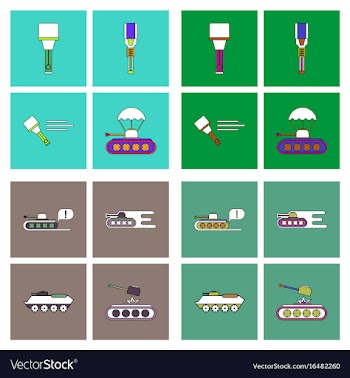 Set of war gagets in color sets on backgrounds vector image