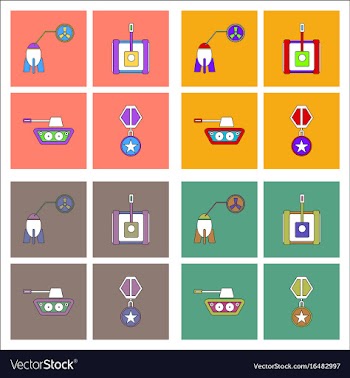 Set of war gagets in color sets on backgrounds vector image
