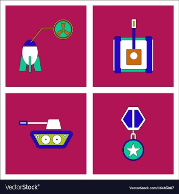 Set of war gagets in color sets on backgrounds vector image