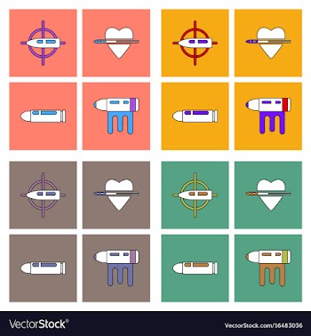 Set of war gagets in color sets on backgrounds vector image