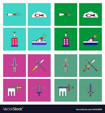 Set of war gagets in color sets on backgrounds vector image