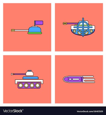 Set of war gagets in color sets on backgrounds vector image
