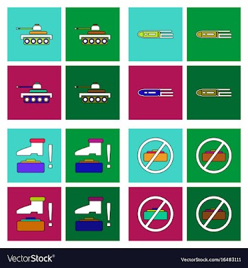 Set of war gagets in color sets on backgrounds vector image