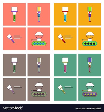Set of war gagets in color sets on backgrounds vector image