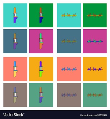 Set of war gagets in color sets on backgrounds vector image