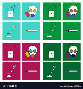 Set of war gagets in color sets on backgrounds vector image