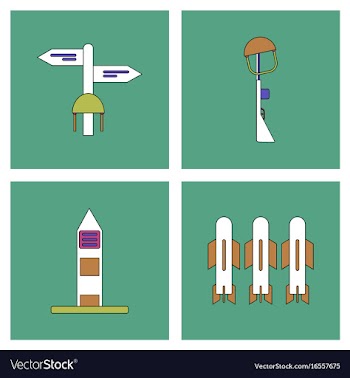Set of war gagets in color sets on backgrounds vector image