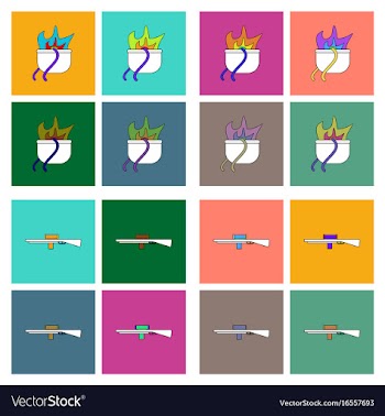 Set of war gagets in color sets on backgrounds vector image
