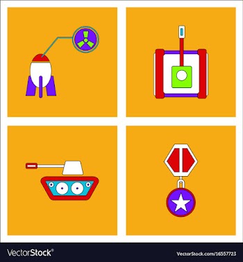 Set of war gagets in color sets on backgrounds vector image